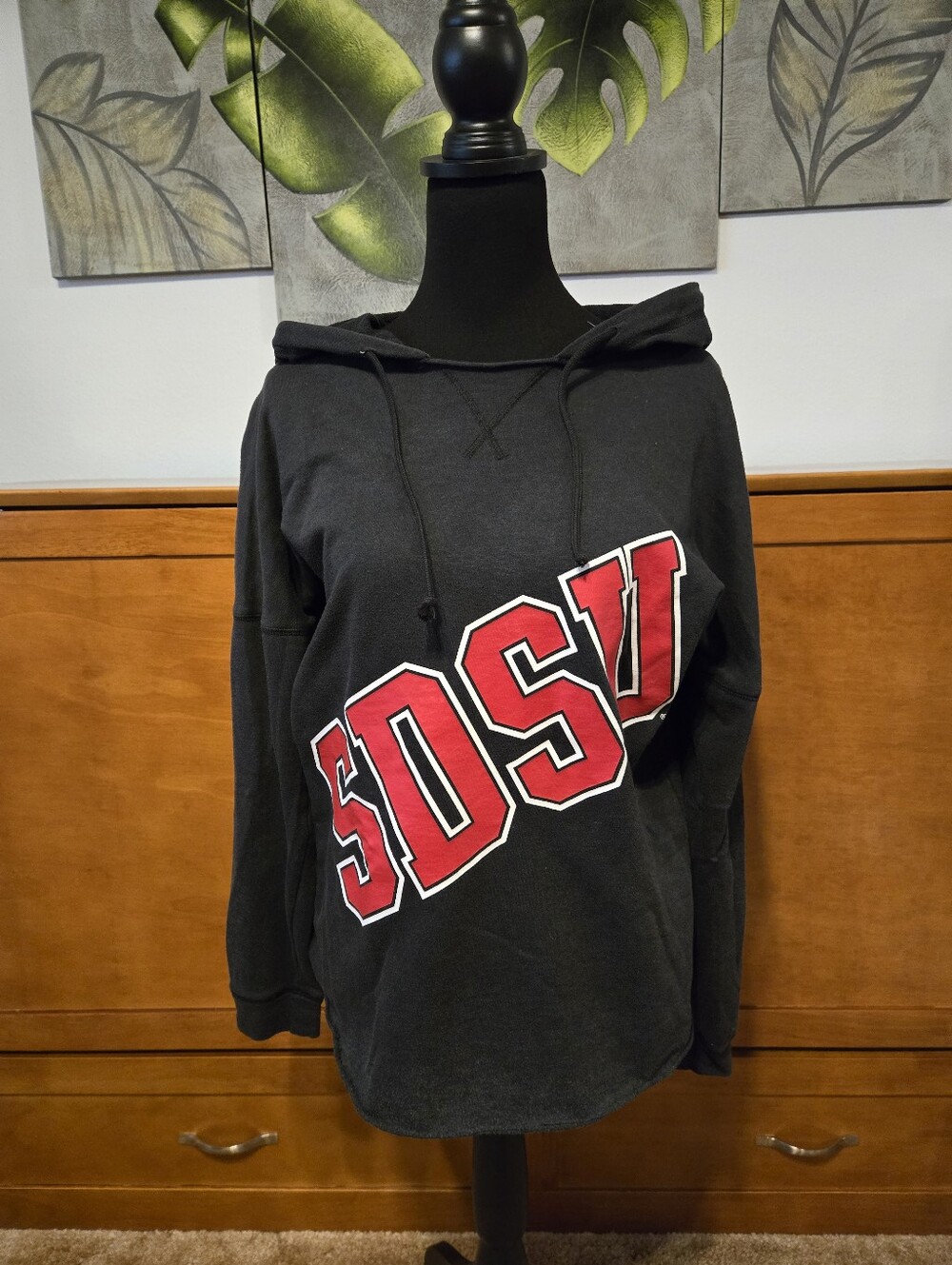 Victoria's Secret Black Hoodie with Red SDSU Lettering/SMALL-OVERSIZED